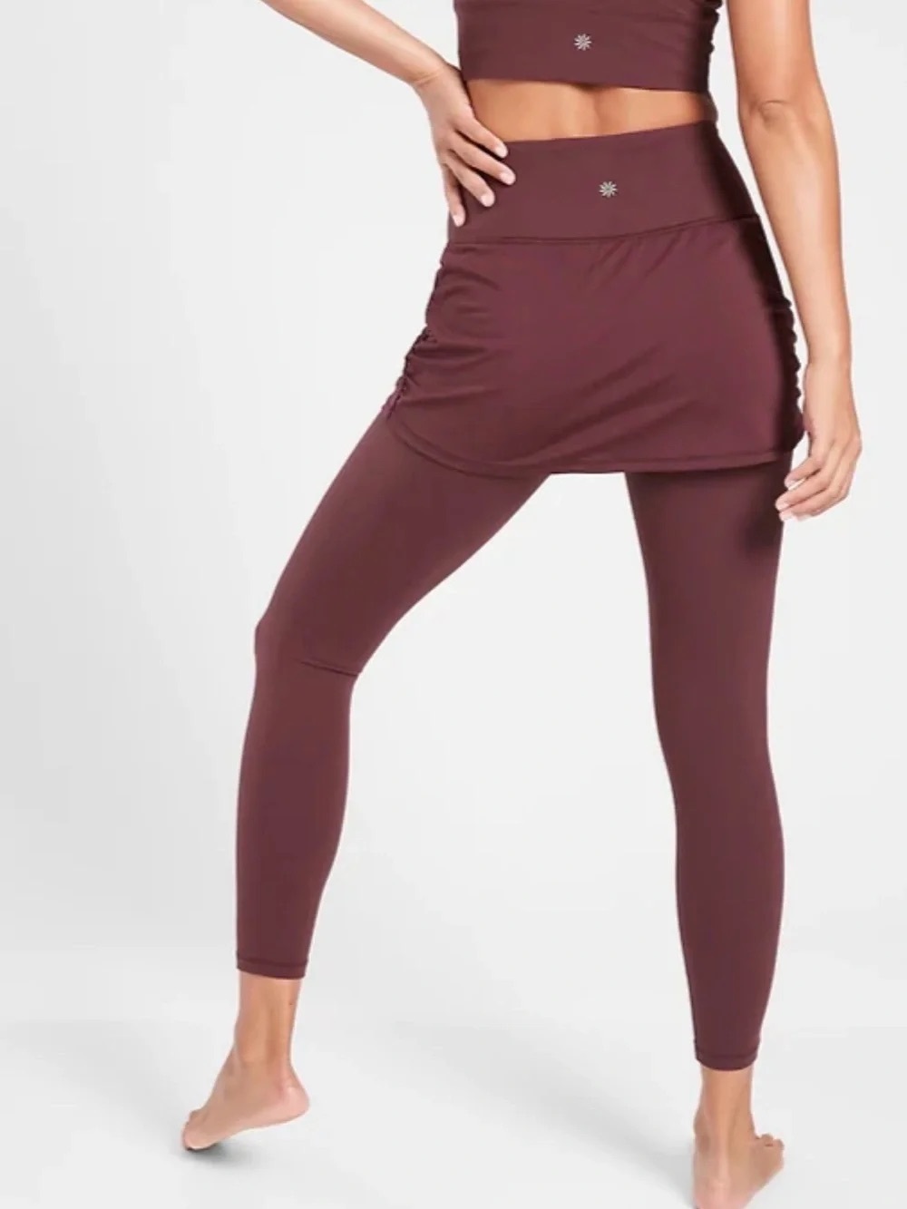 Athleta Elation 2 in 1 7/8 Tight, Burgundy, Size MP